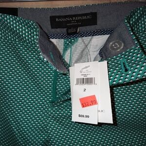 WMNS Banana Republic Teal and White Microdot Pants Sz 2